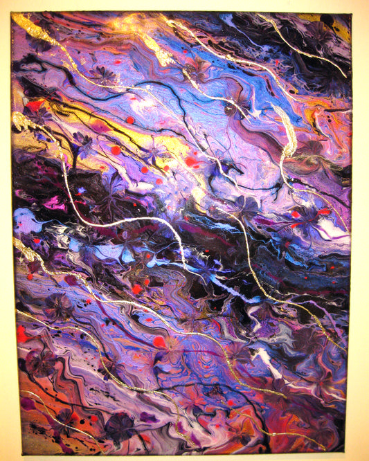 "Chaos in Purples" 18 x 24" Acrylic Painting