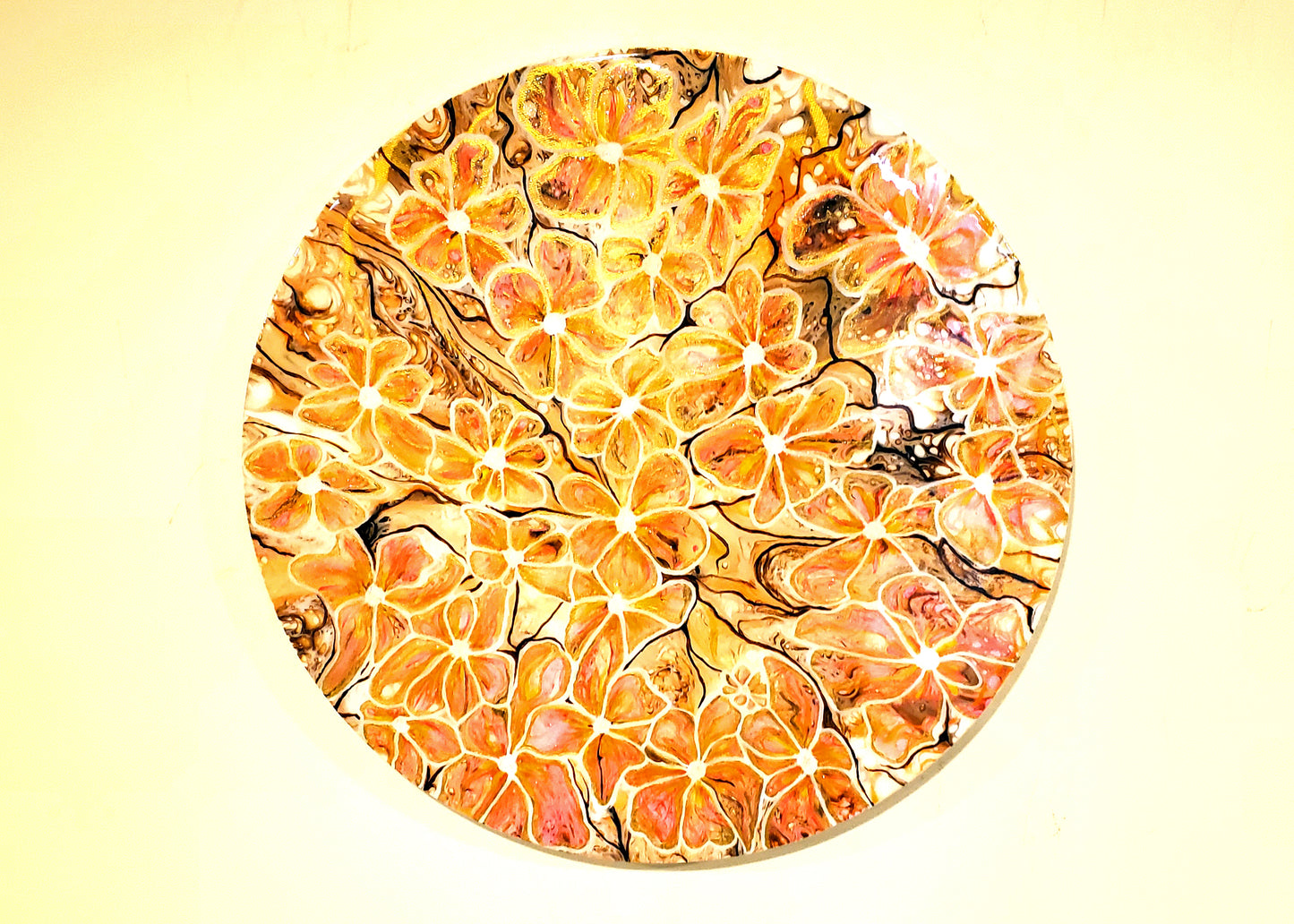 "Confusion of Flowers" - 16" Round Acrylic Painting