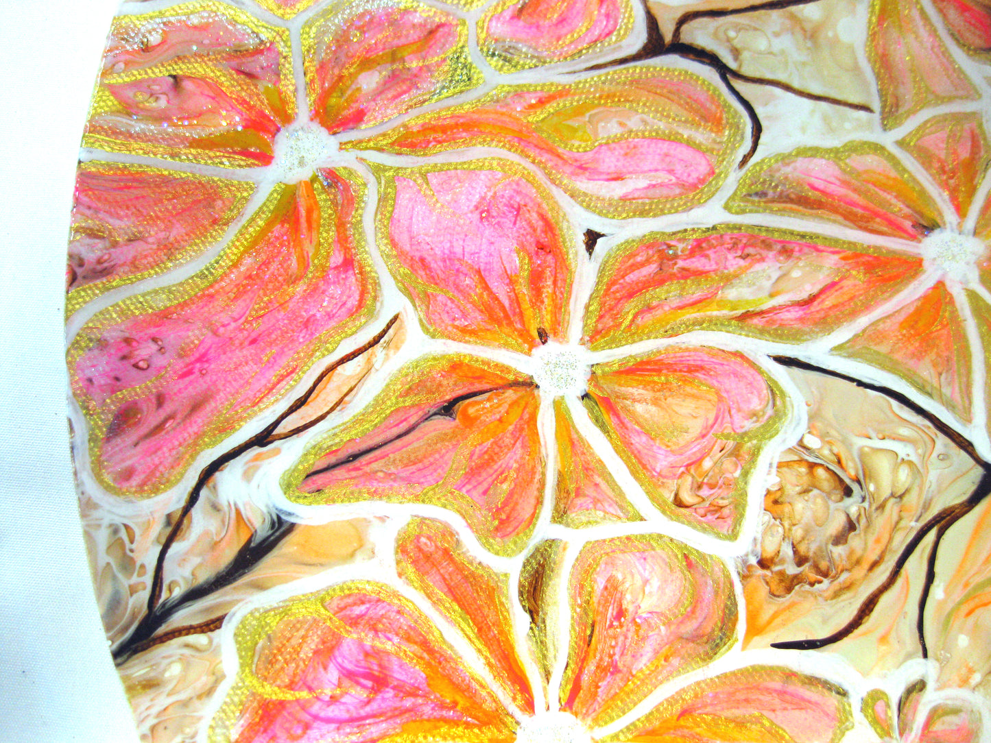 "Confusion of Flowers" - 16" Round Acrylic Painting