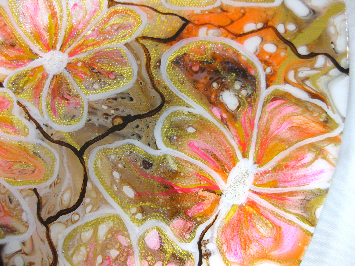 "Confusion of Flowers" - 16" Round Acrylic Painting