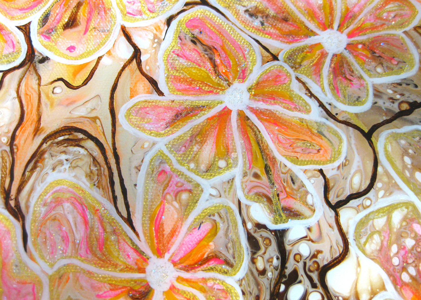 "Confusion of Flowers" - 16" Round Acrylic Painting