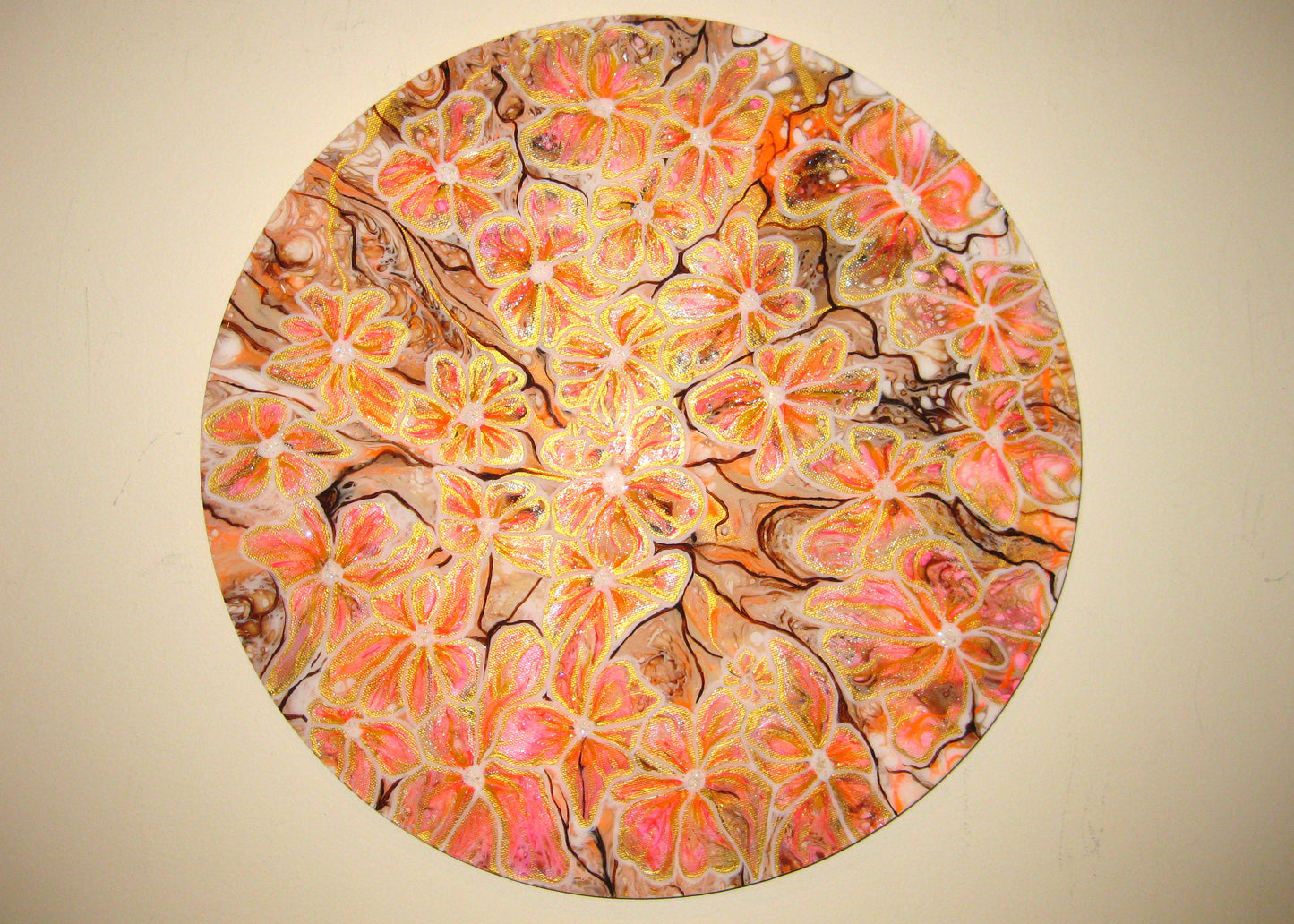 "Confusion of Flowers" - 16" Round Acrylic Painting