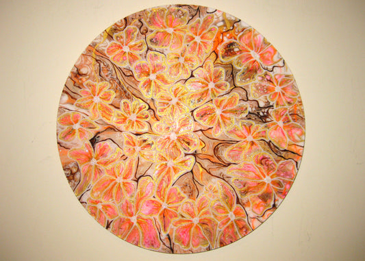 "Confusion of Flowers" - 16" Round Acrylic Painting