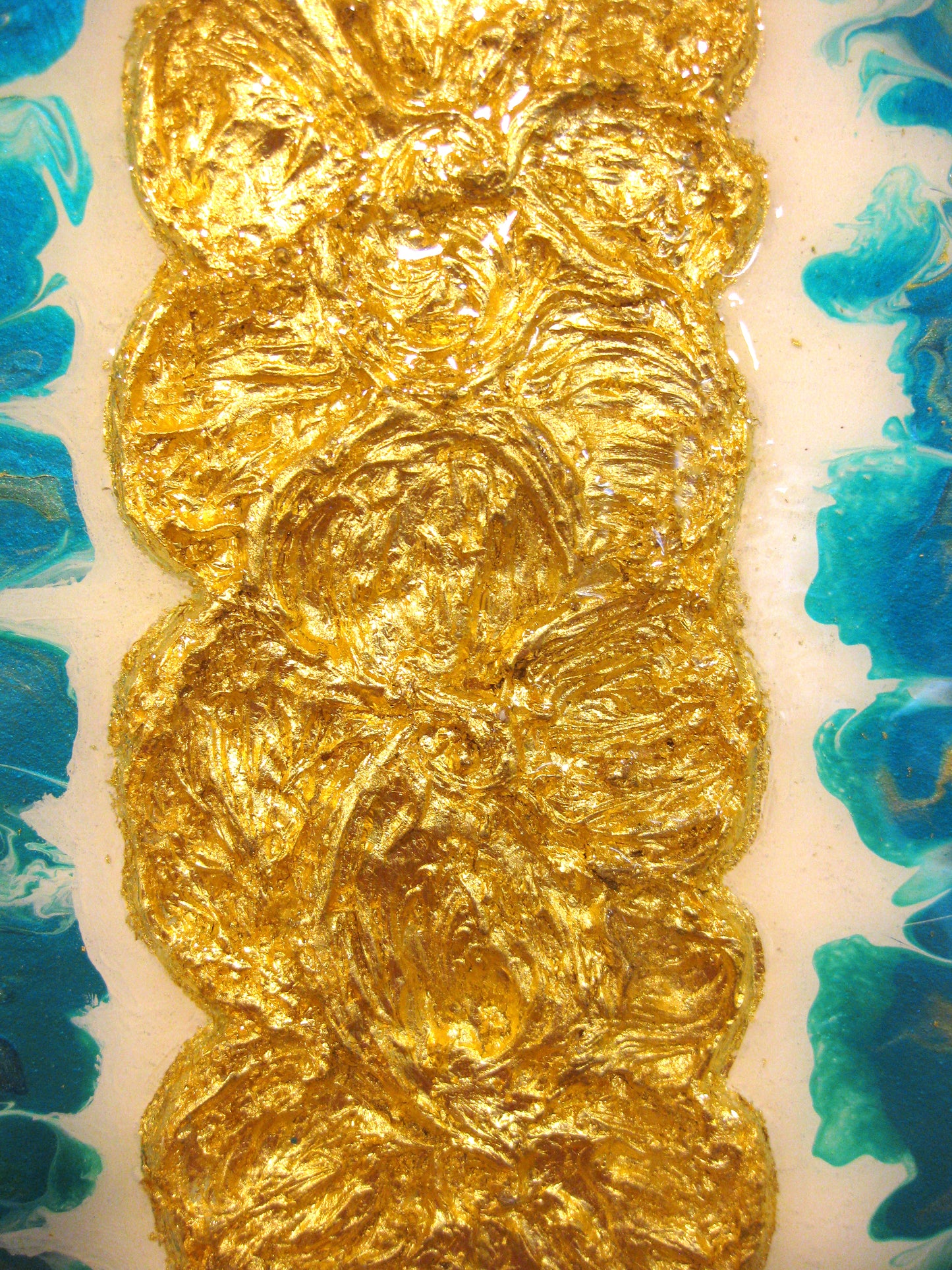 "Flaming Gold Roses" 12" by 24" Acrylic Painting