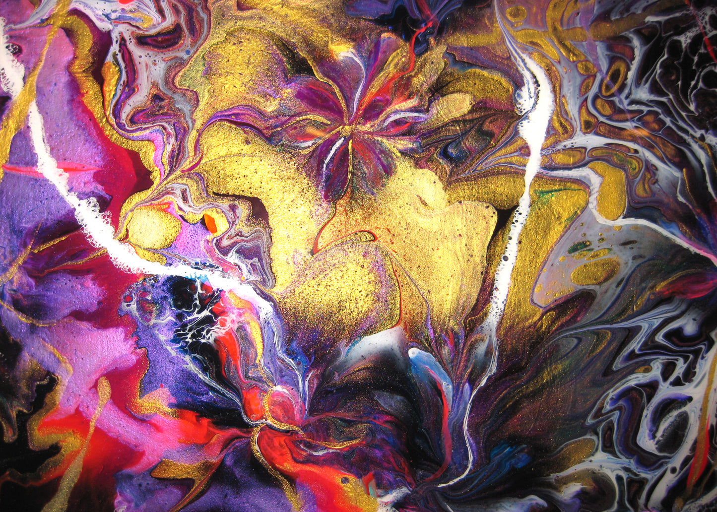 "Gold and Purple Riot" - 12" x 16" Acrylic Painting