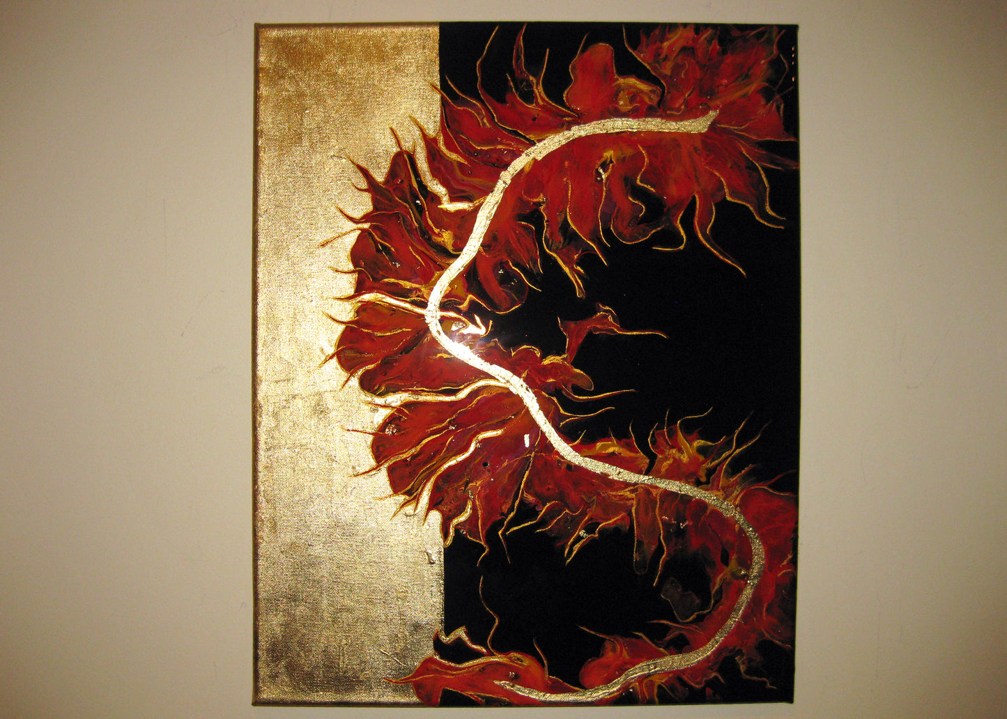 "Golden Dragon" 16" by 20" Acrylic Painting