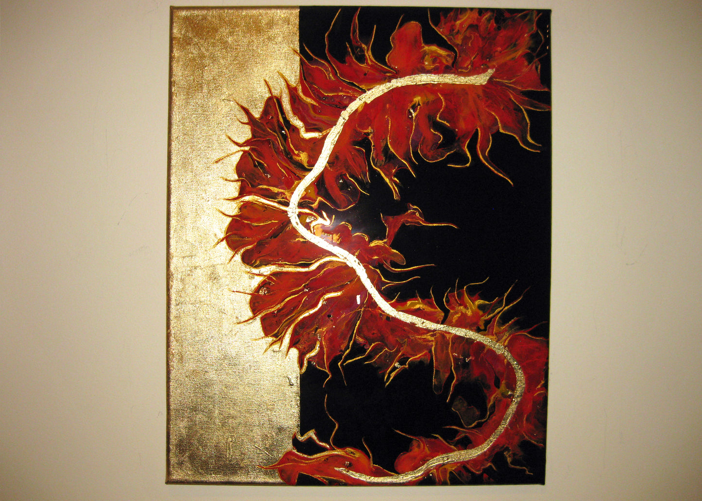 "Golden Dragon" 16" by 20" Acrylic Painting