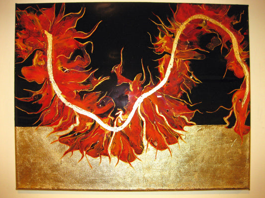 "Golden Dragon" 16" by 20" Acrylic Painting
