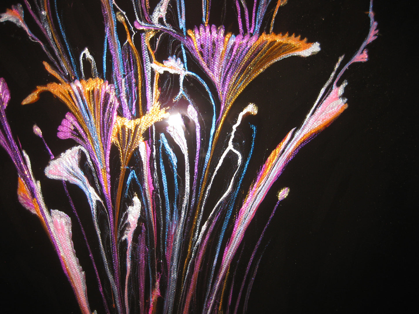 "Iridescent Night Flowers" 12" by 24" Acrylic Painting