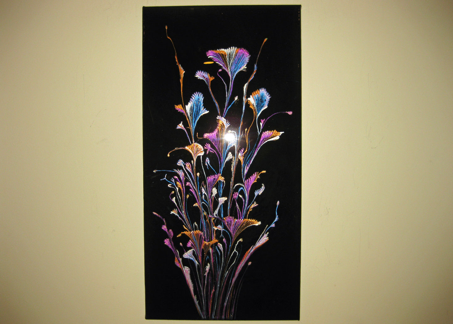 "Iridescent Night Flowers" 12" by 24" Acrylic Painting