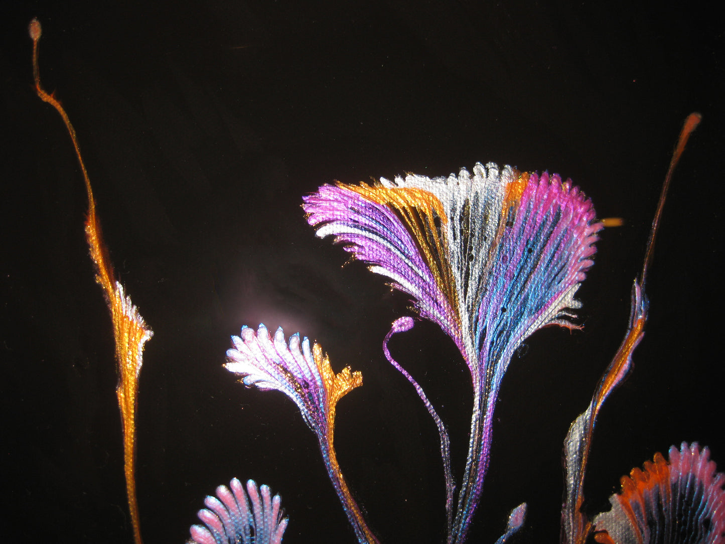 "Iridescent Night Flowers" 12" by 24" Acrylic Painting