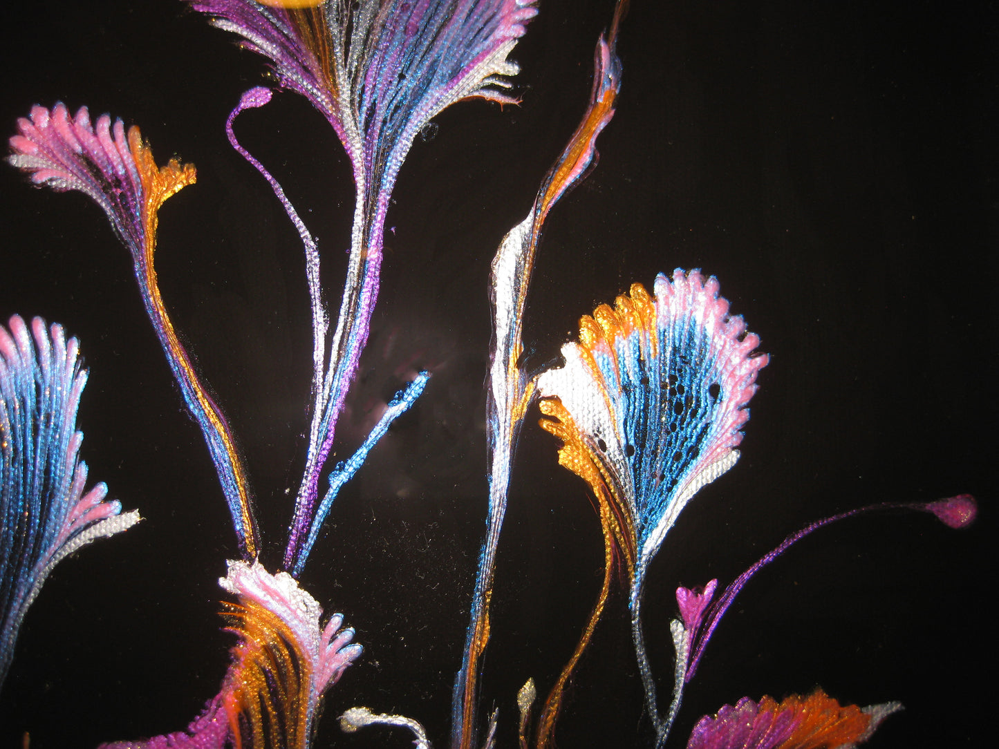 "Iridescent Night Flowers" 12" by 24" Acrylic Painting