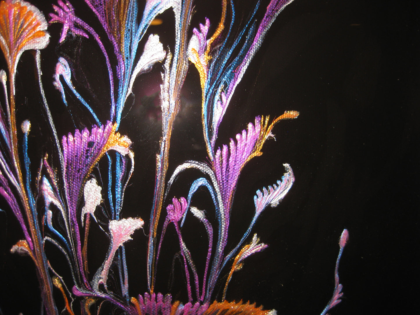"Iridescent Night Flowers" 12" by 24" Acrylic Painting