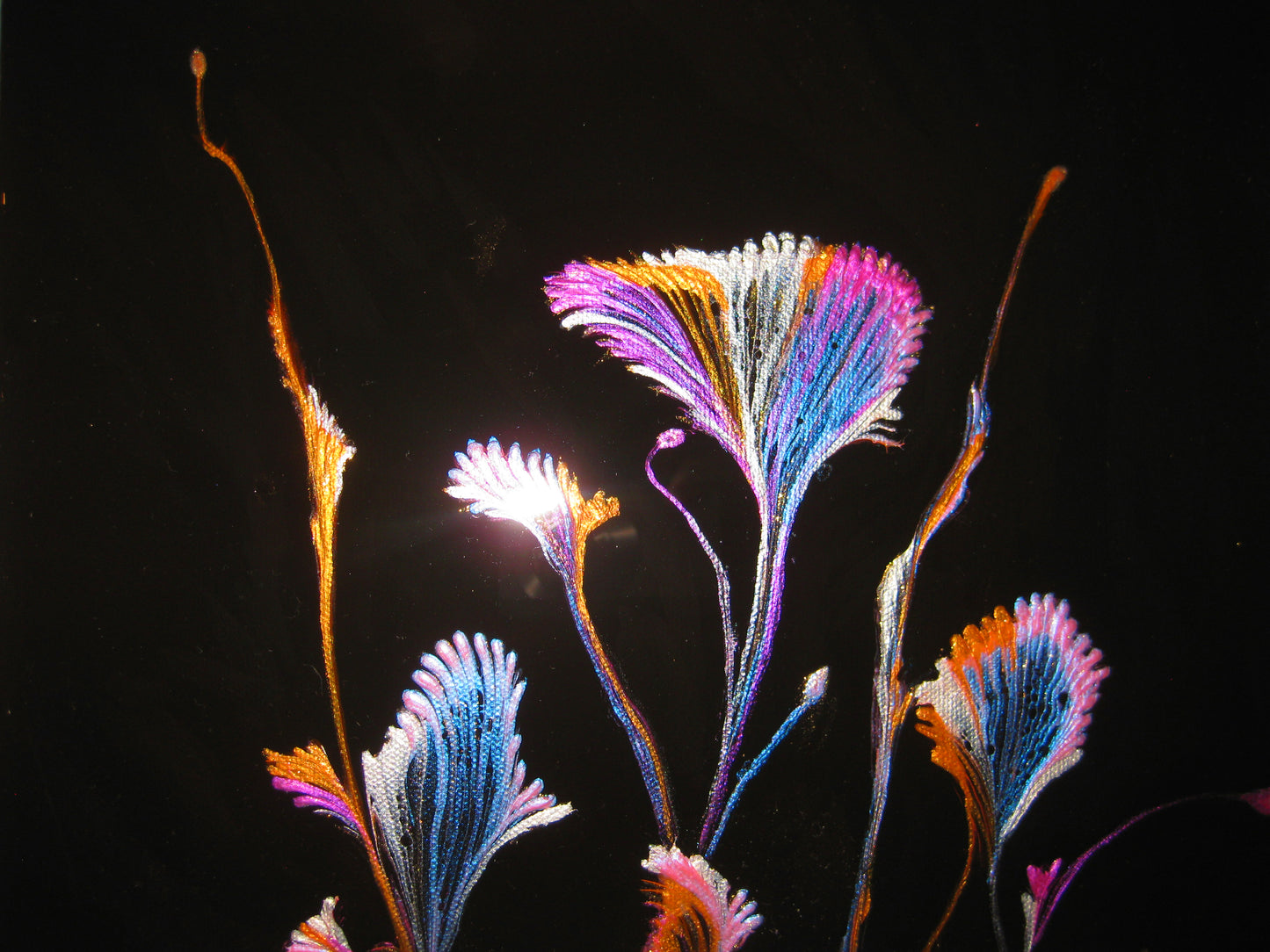 "Iridescent Night Flowers" 12" by 24" Acrylic Painting