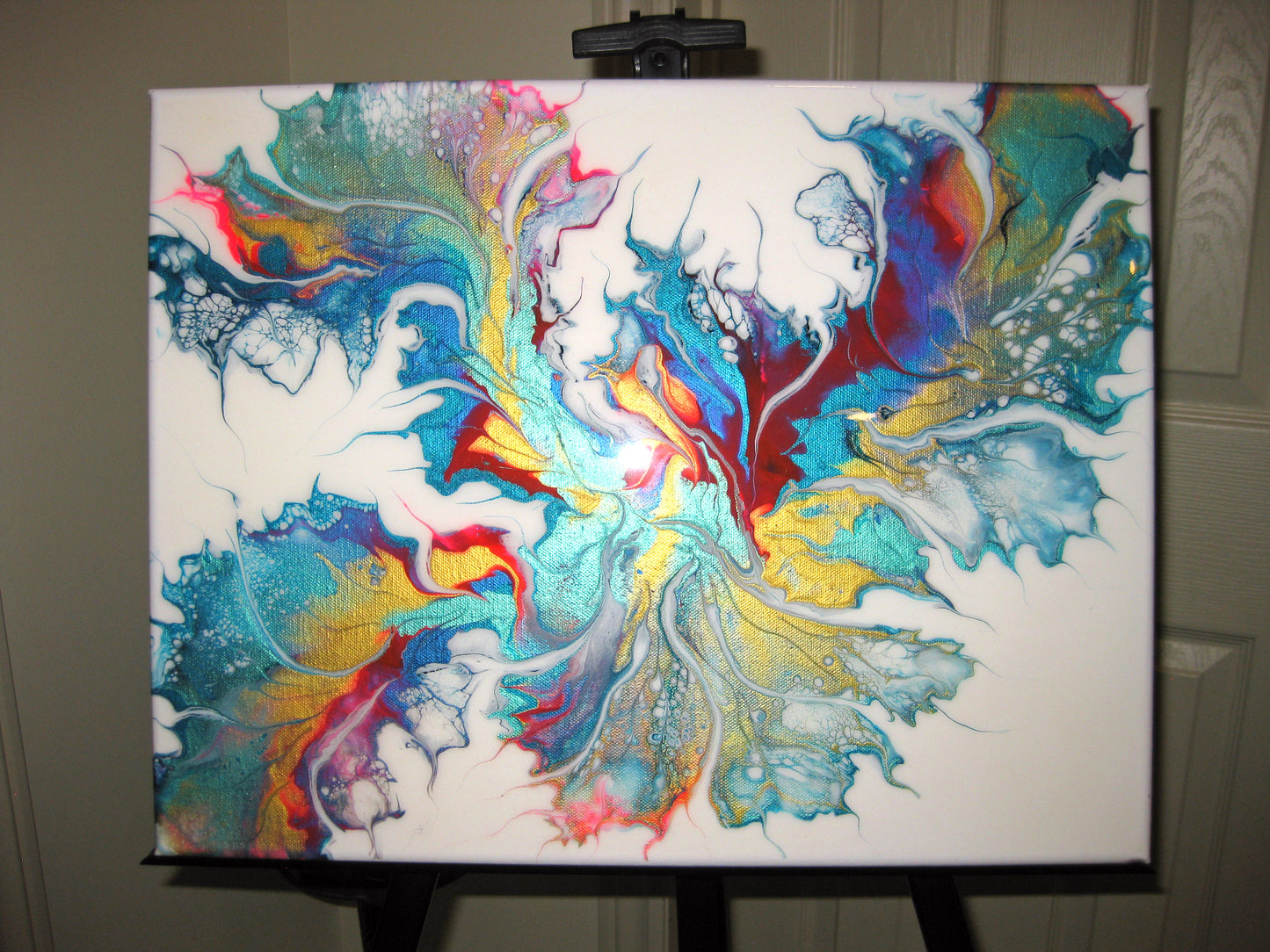 "Iridescent Waves of Color" - 14" x 18" Acrylic Painting