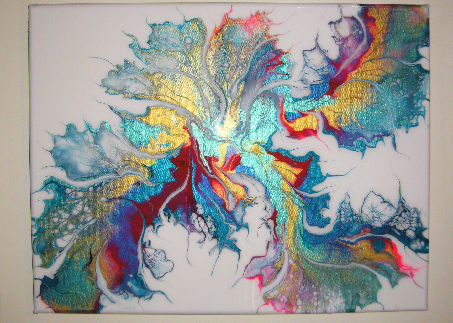 "Iridescent Waves of Color" - 14" x 18" Acrylic Painting