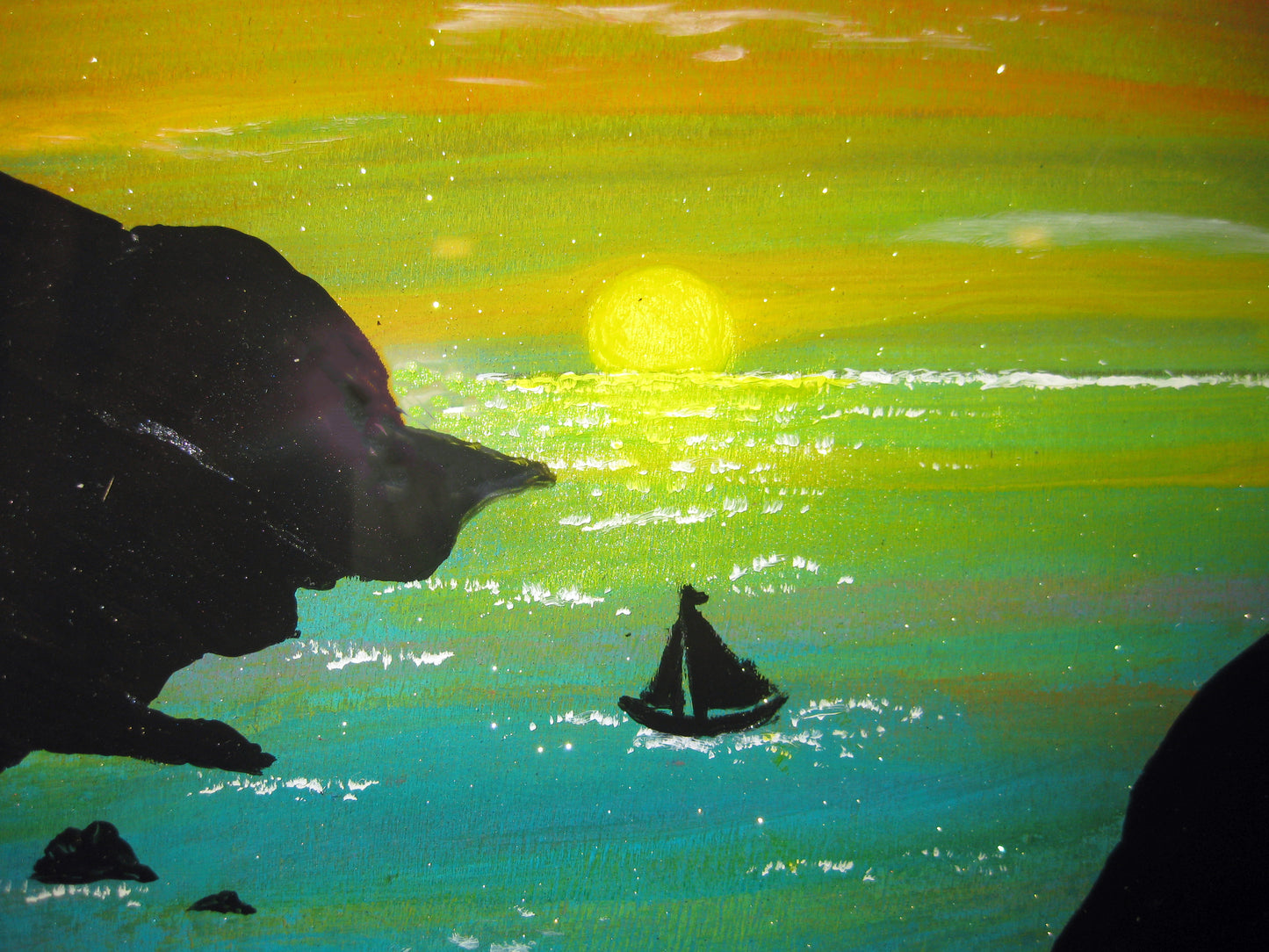 Silhouettes - "Lighting the Way Home" - 11" x 14" Acrylic Painting