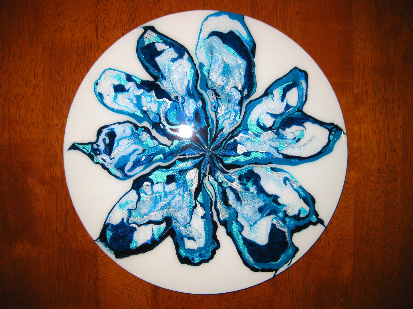 "Metallic Starburst" - 12" Round Acrylic Painting