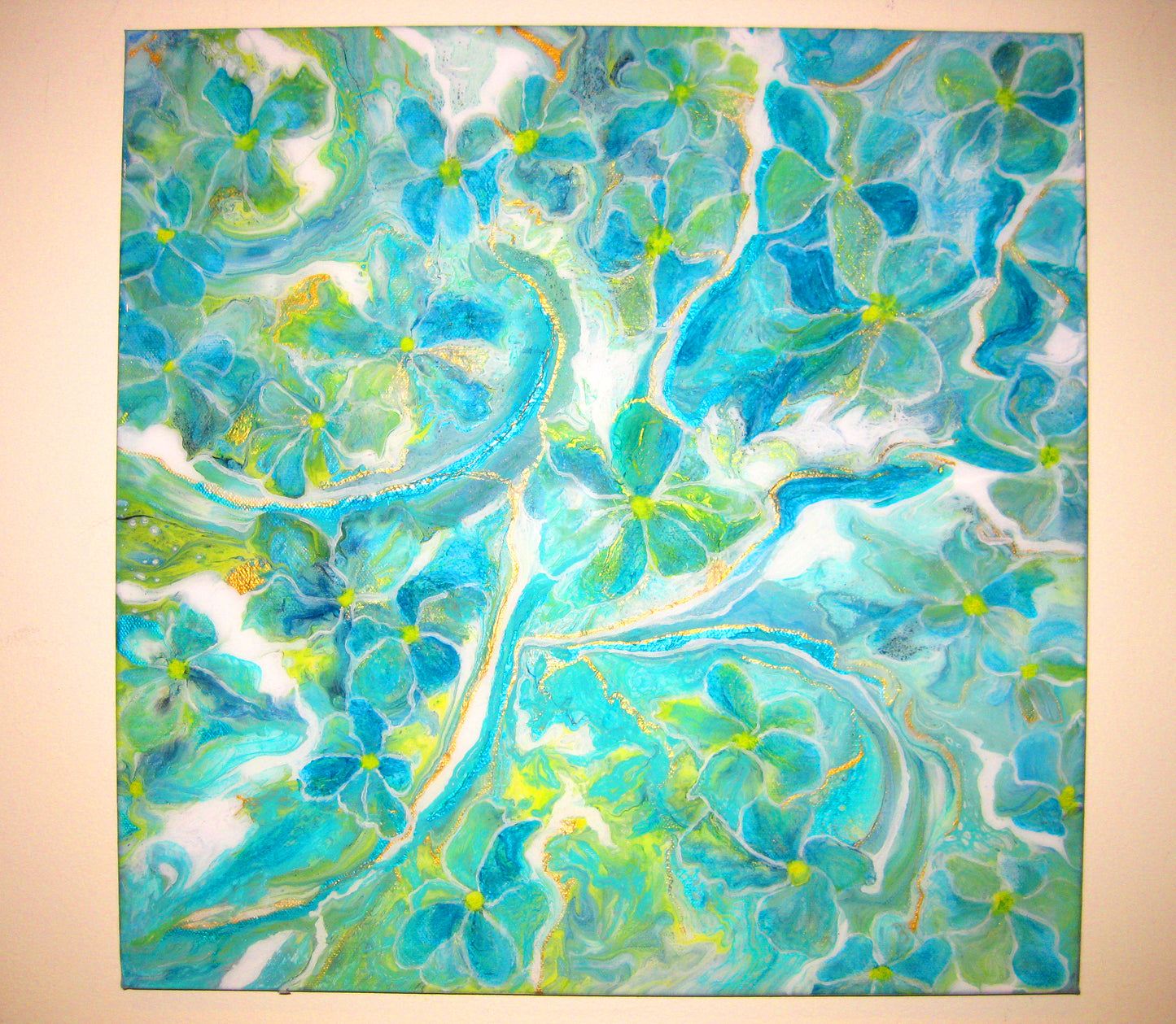 "Peaceful Flowers" - 20" by 20" Acrylic Painting