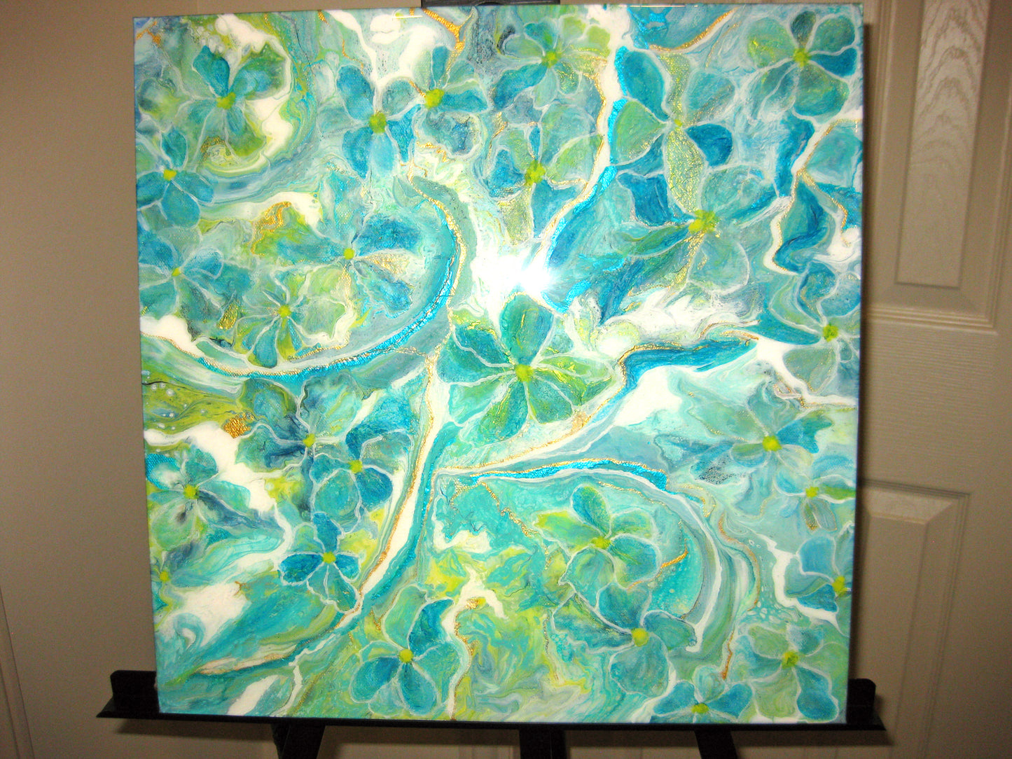 "Peaceful Flowers" - 20" by 20" Acrylic Painting