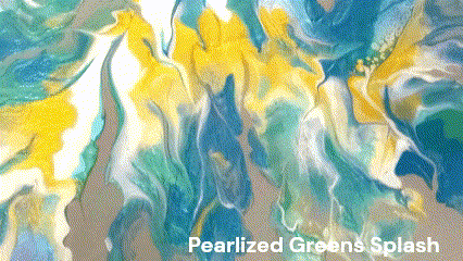 "Pearlized Greens Splash" - 16" by 20" Acrylic painting