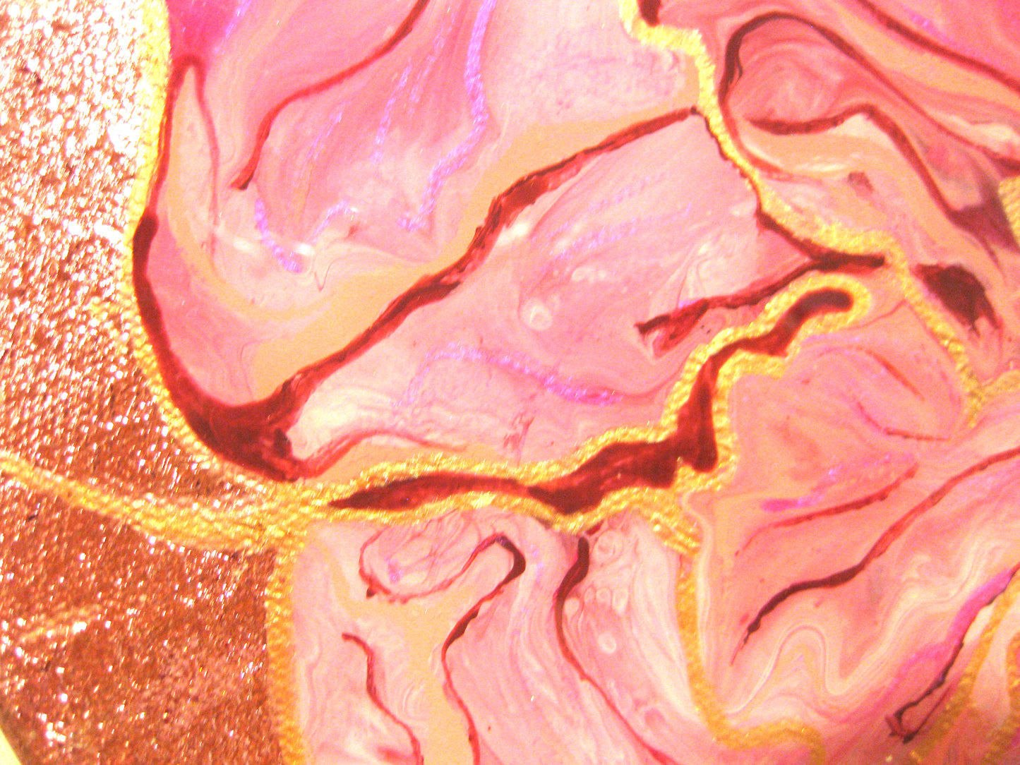 "Pink Peoni" - 14" Hexagon Acrylic Painting