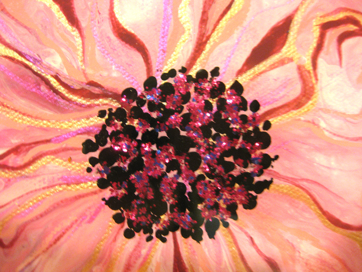 "Pink Peoni" - 14" Hexagon Acrylic Painting
