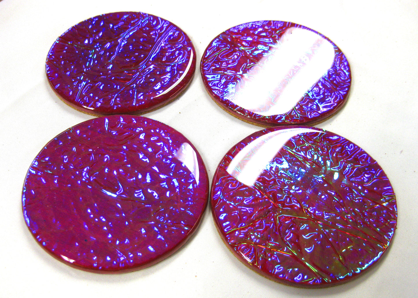 Coasters - Holographic Collection - "Strawberry" - Round set of 4