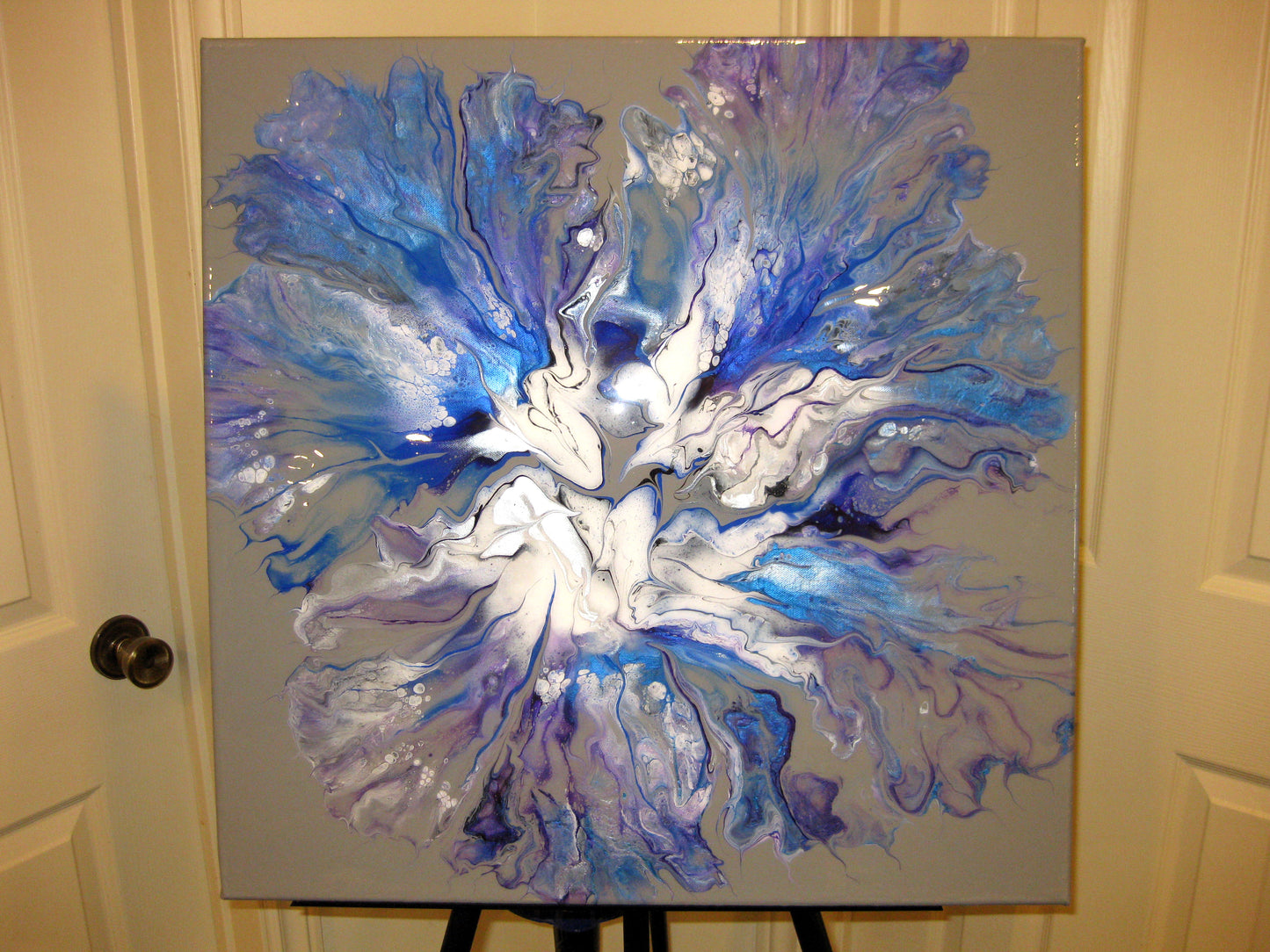 "Violet Blue Iris" 24" by 24" Acrylic Painting