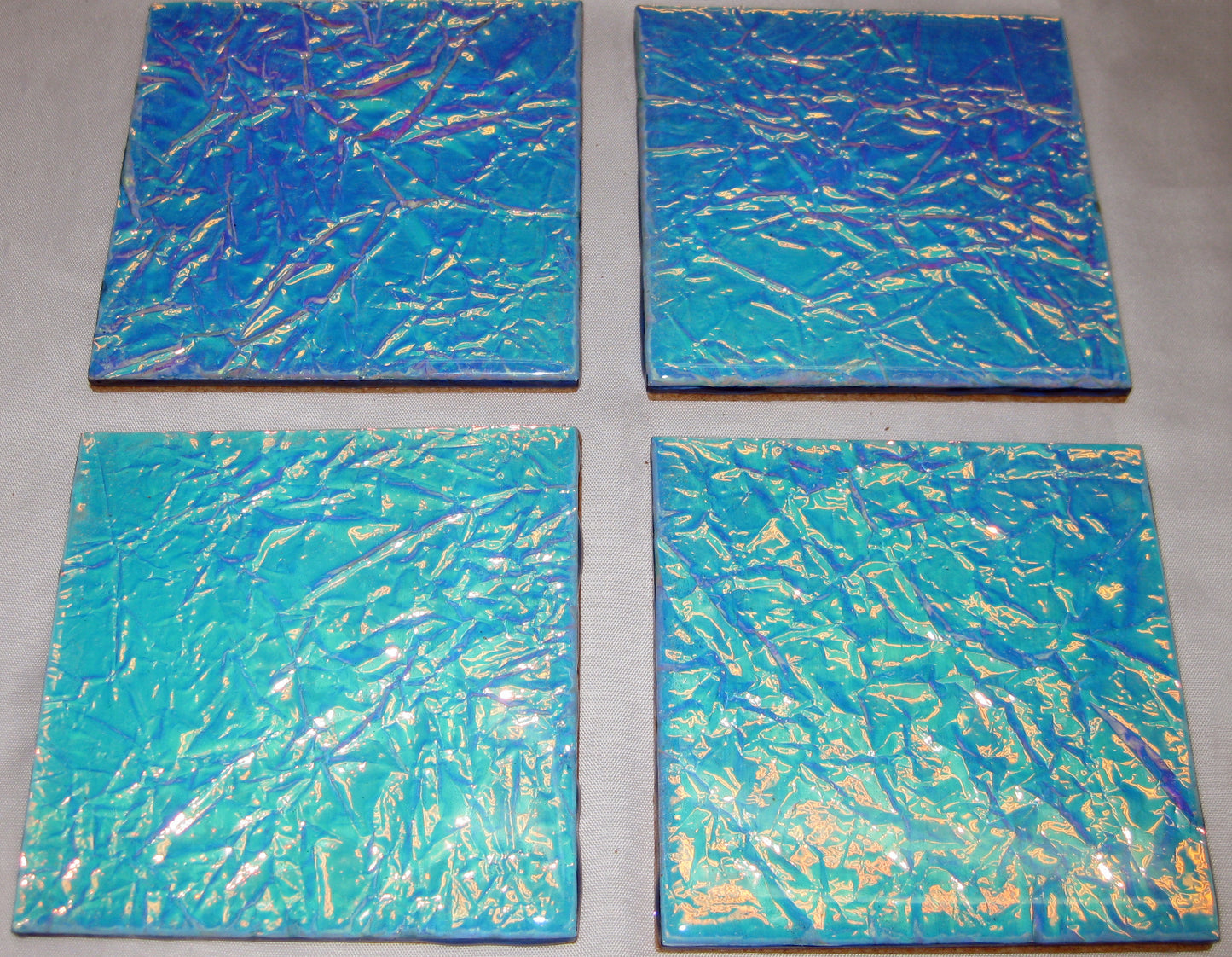 Coasters - Holographic Collection - "Aurora Blue" - Square set of 4