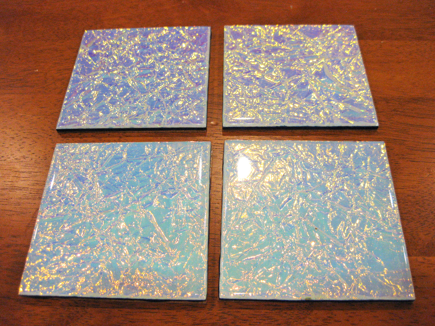 Coasters - Holographic Collection - "Aurora Blue" - Square set of 4