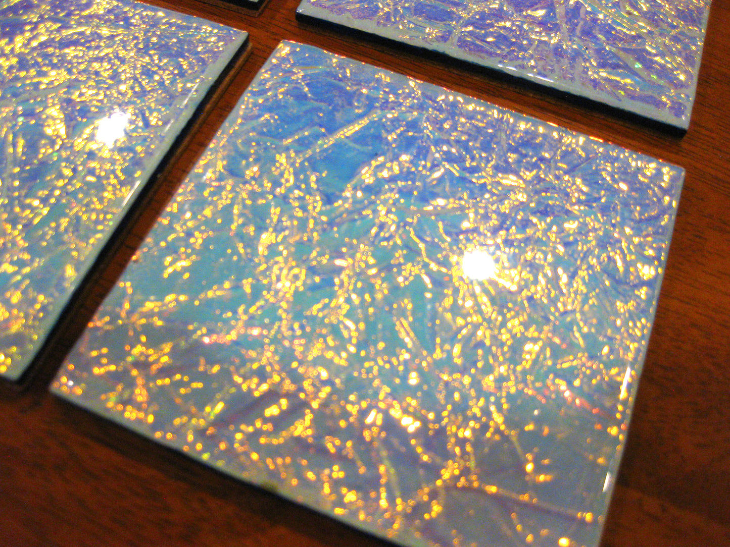 Coasters - Holographic Collection - "Aurora Blue" - Square set of 4