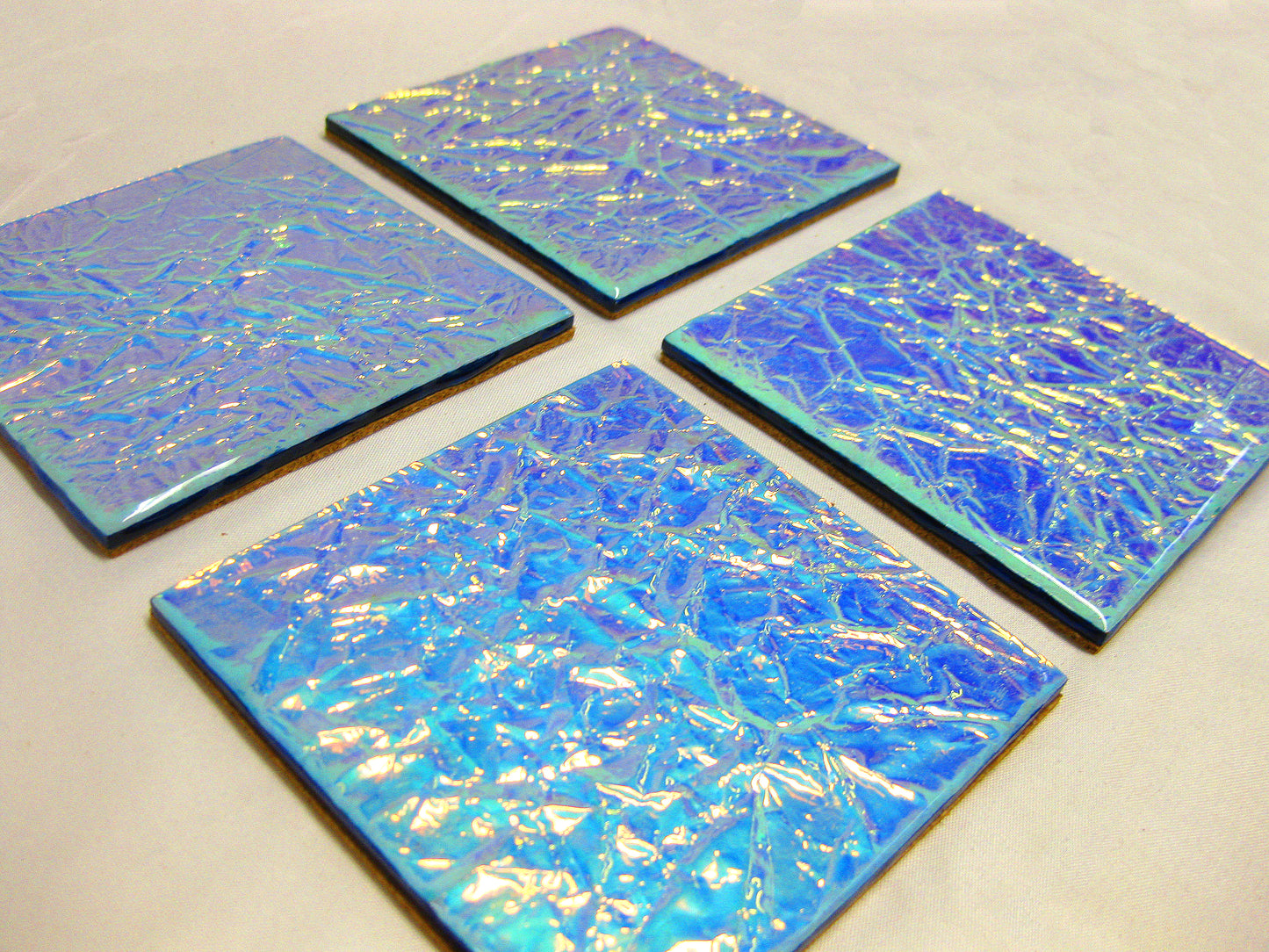 Coasters - Holographic Collection - "Aurora Blue" - Square set of 4