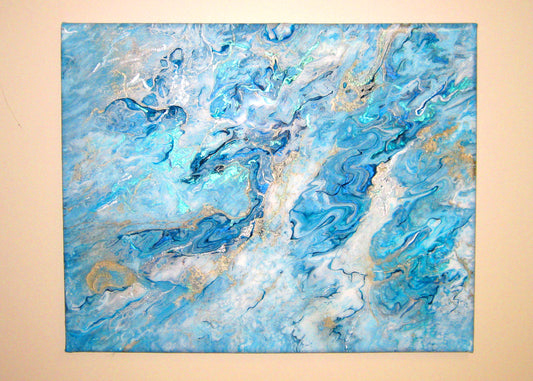 "Blue :ava Explosion" - 16" by 20" Acrylic Painting