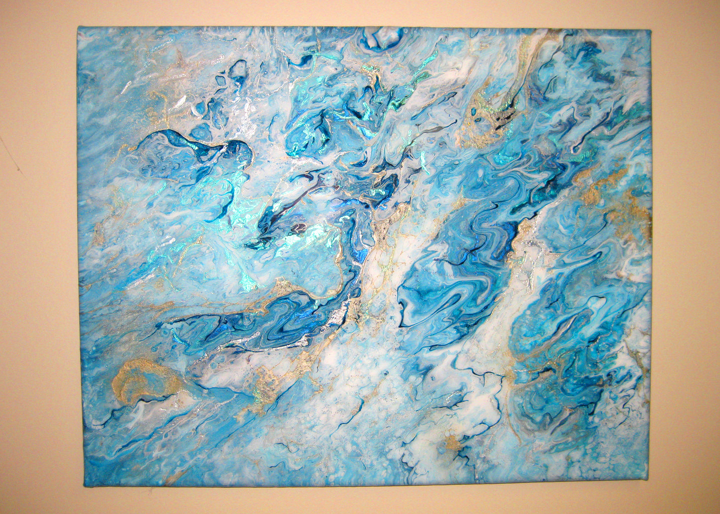 "Blue :ava Explosion" - 16" by 20" Acrylic Painting