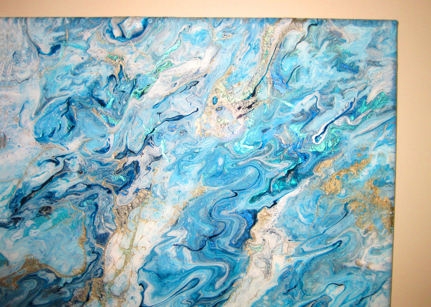 "Blue :ava Explosion" - 16" by 20" Acrylic Painting