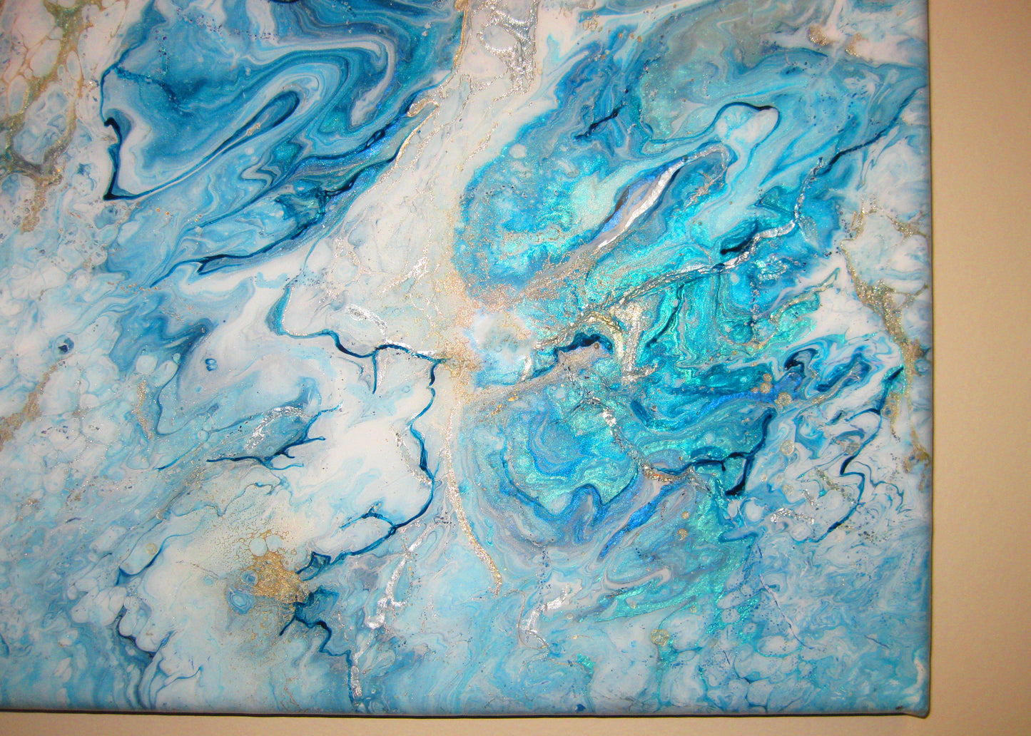 "Blue :ava Explosion" - 16" by 20" Acrylic Painting