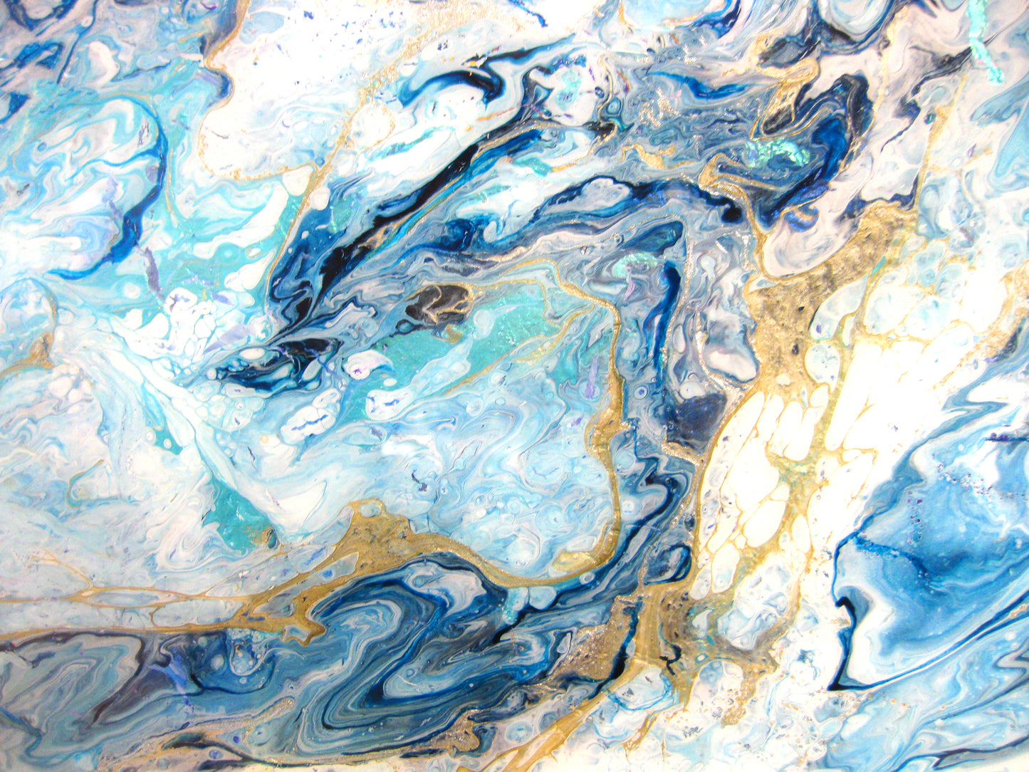 "Blue :ava Explosion" - 16" by 20" Acrylic Painting