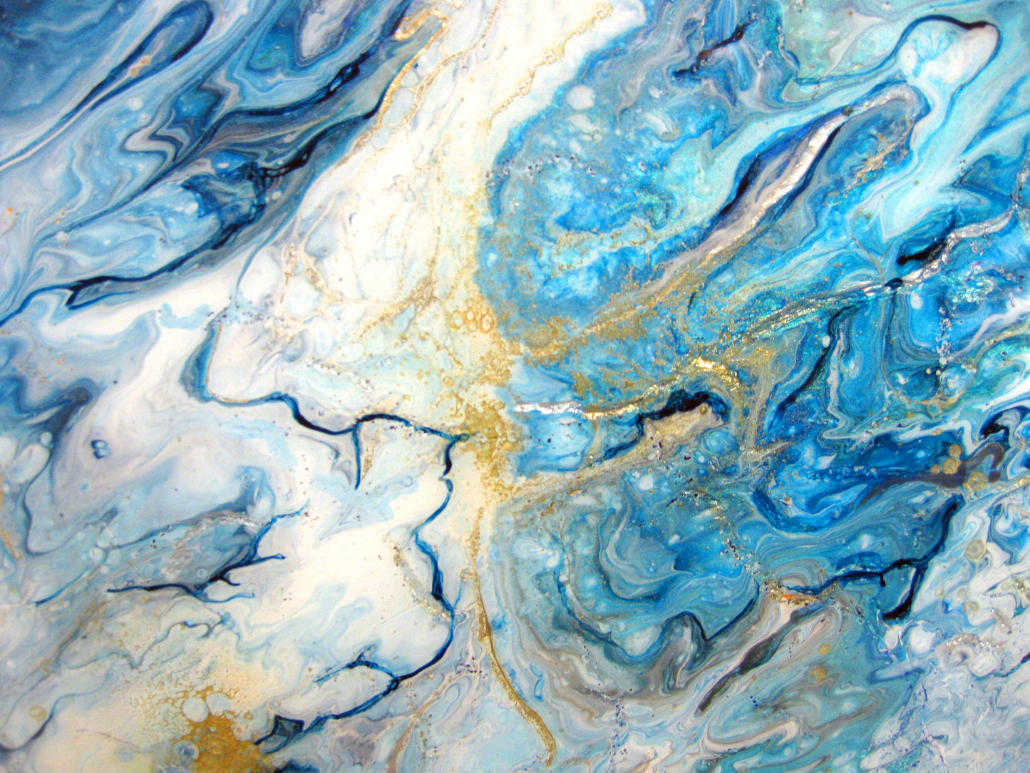 "Blue :ava Explosion" - 16" by 20" Acrylic Painting