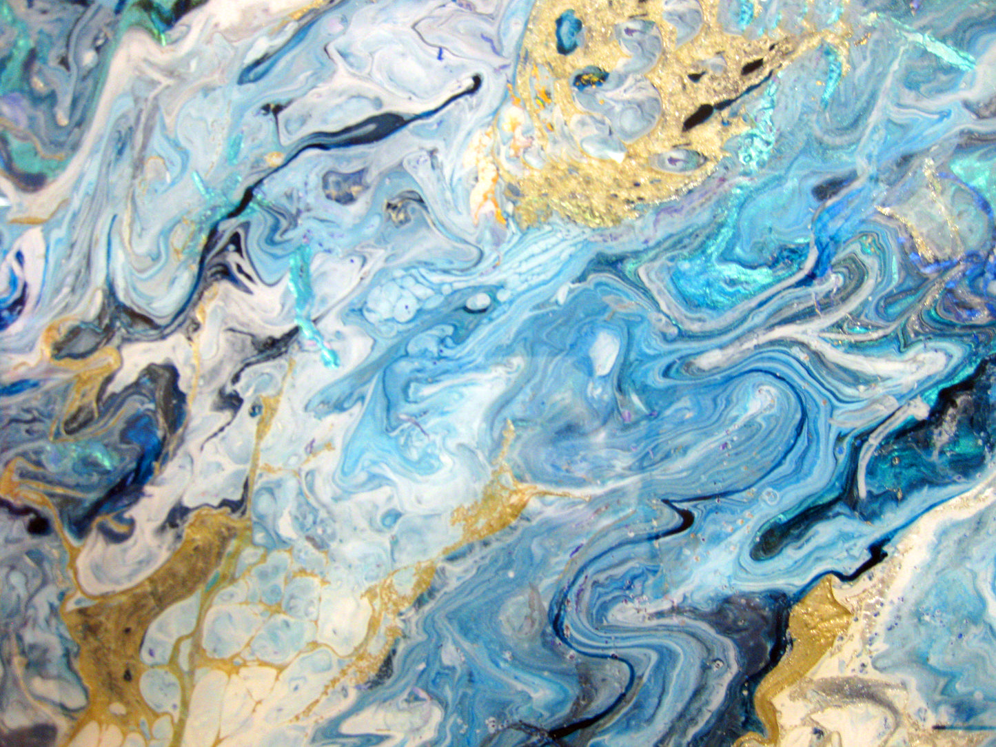 "Blue :ava Explosion" - 16" by 20" Acrylic Painting