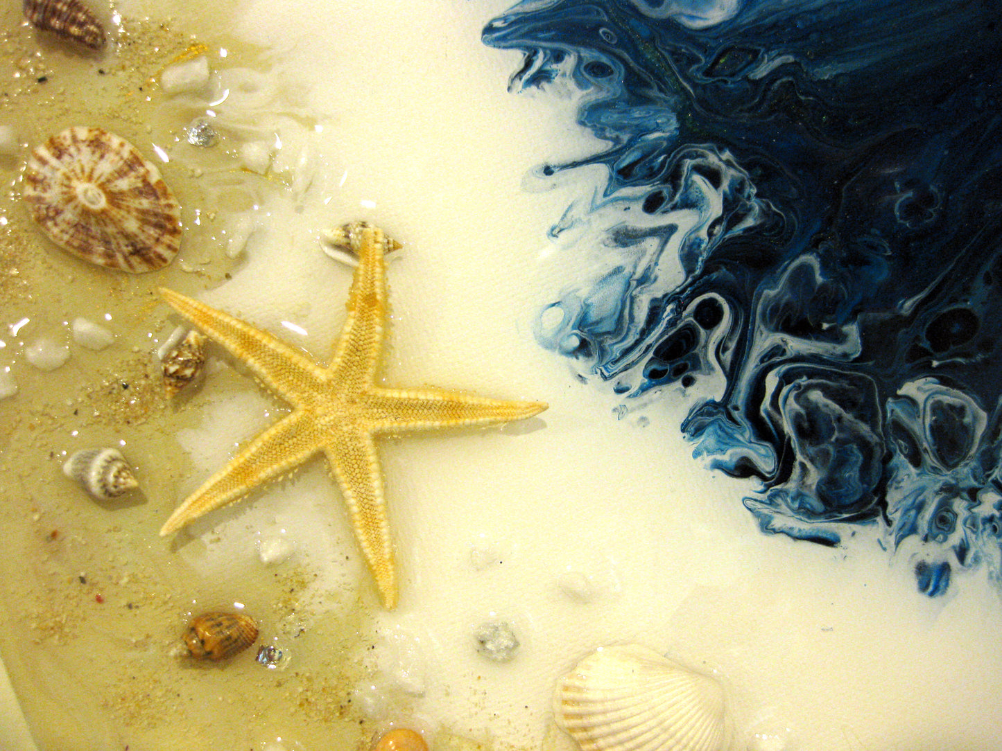 Coastal Themed: "Caribbean Seaside Escape" 14" Round Acrylic Painting