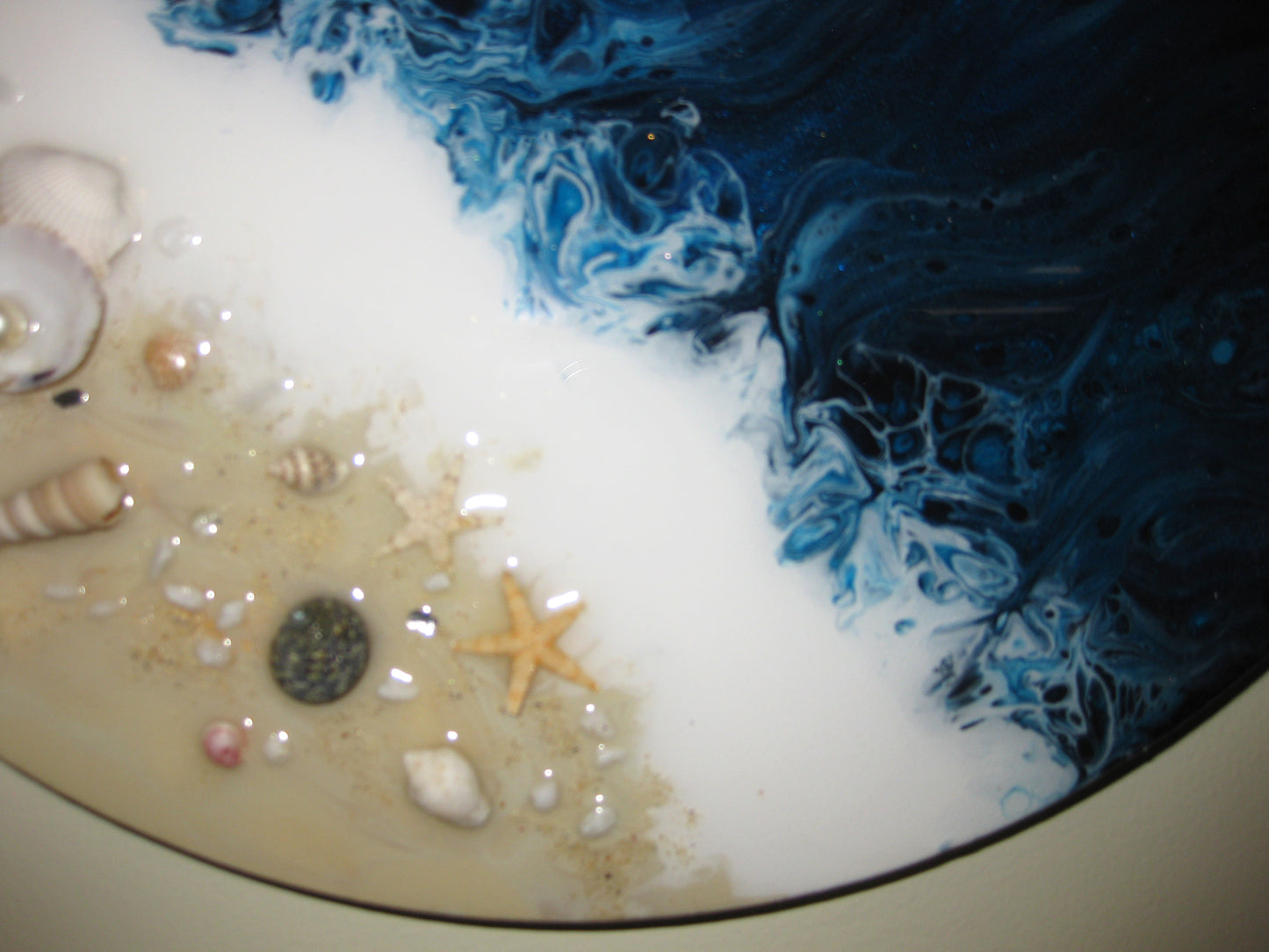 Coastal Themed: "Caribbean Seaside Escape" 14" Round Acrylic Painting