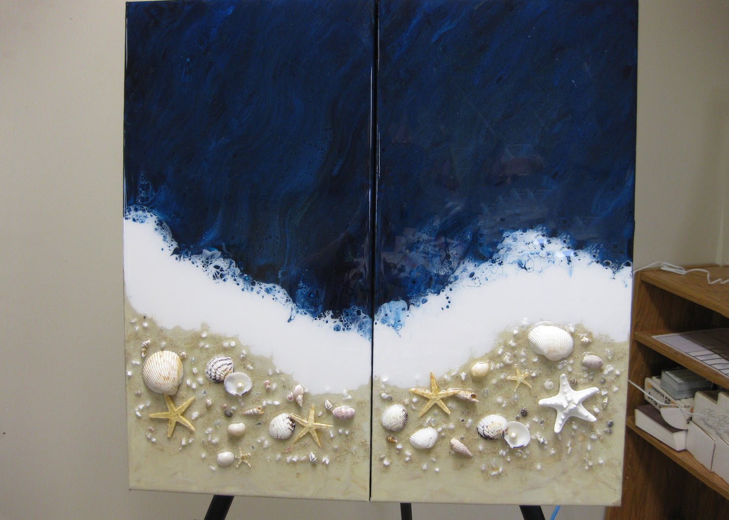 Coastal Themed: "Caribbean Seashore Treasures" Diptych - 10" by 20" by 1.5" (2) Acrylic Paintings (Copy)