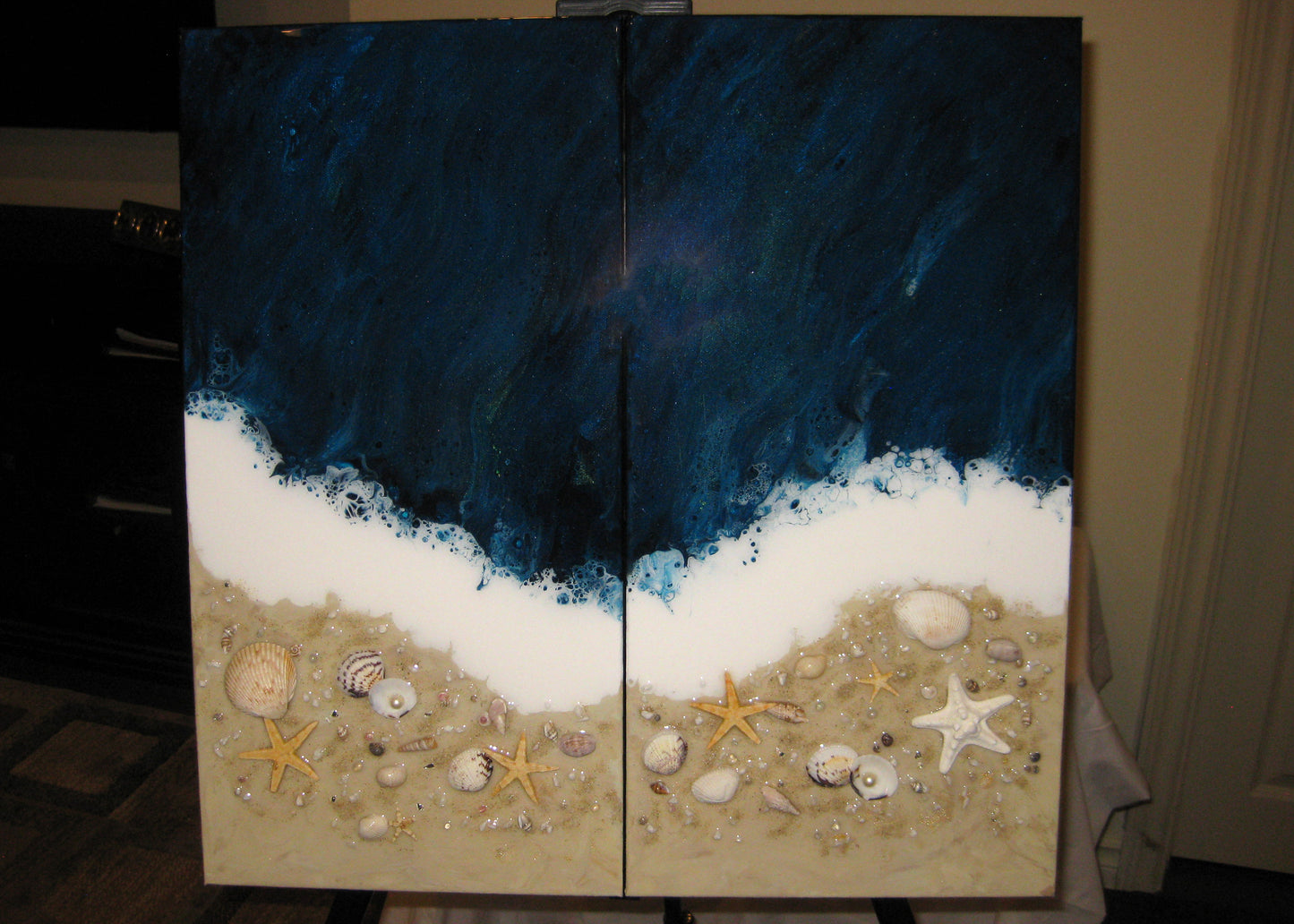 Coastal Themed: "Caribbean Seashore Treasures" Diptych - 10" by 20" by 1.5" (2) Acrylic Paintings (Copy)