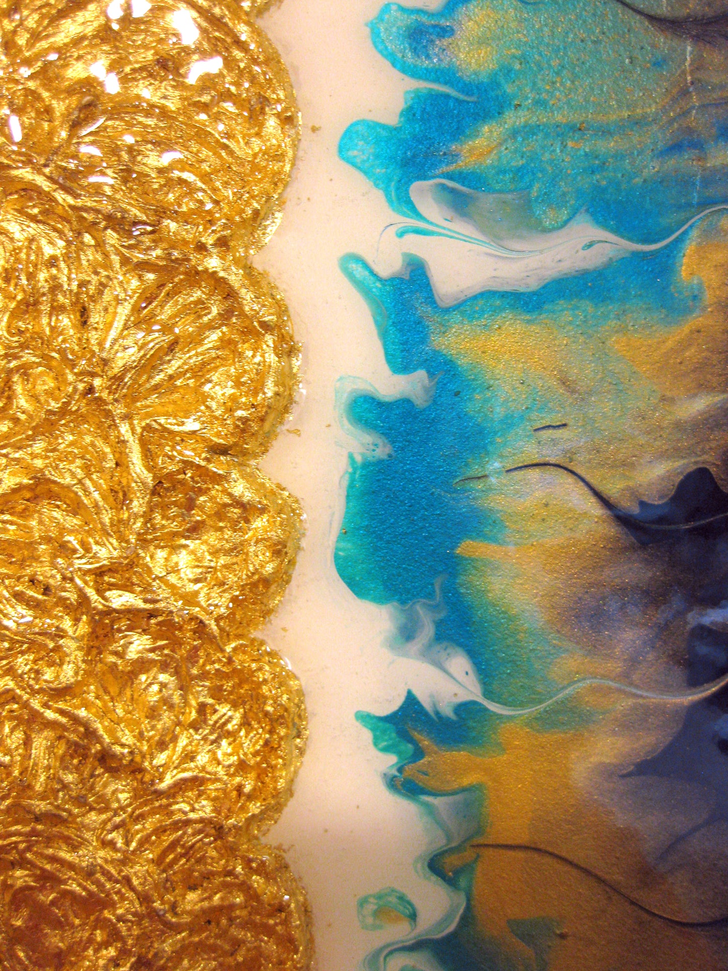 "Flaming Gold Roses" 12" by 24" Acrylic Painting