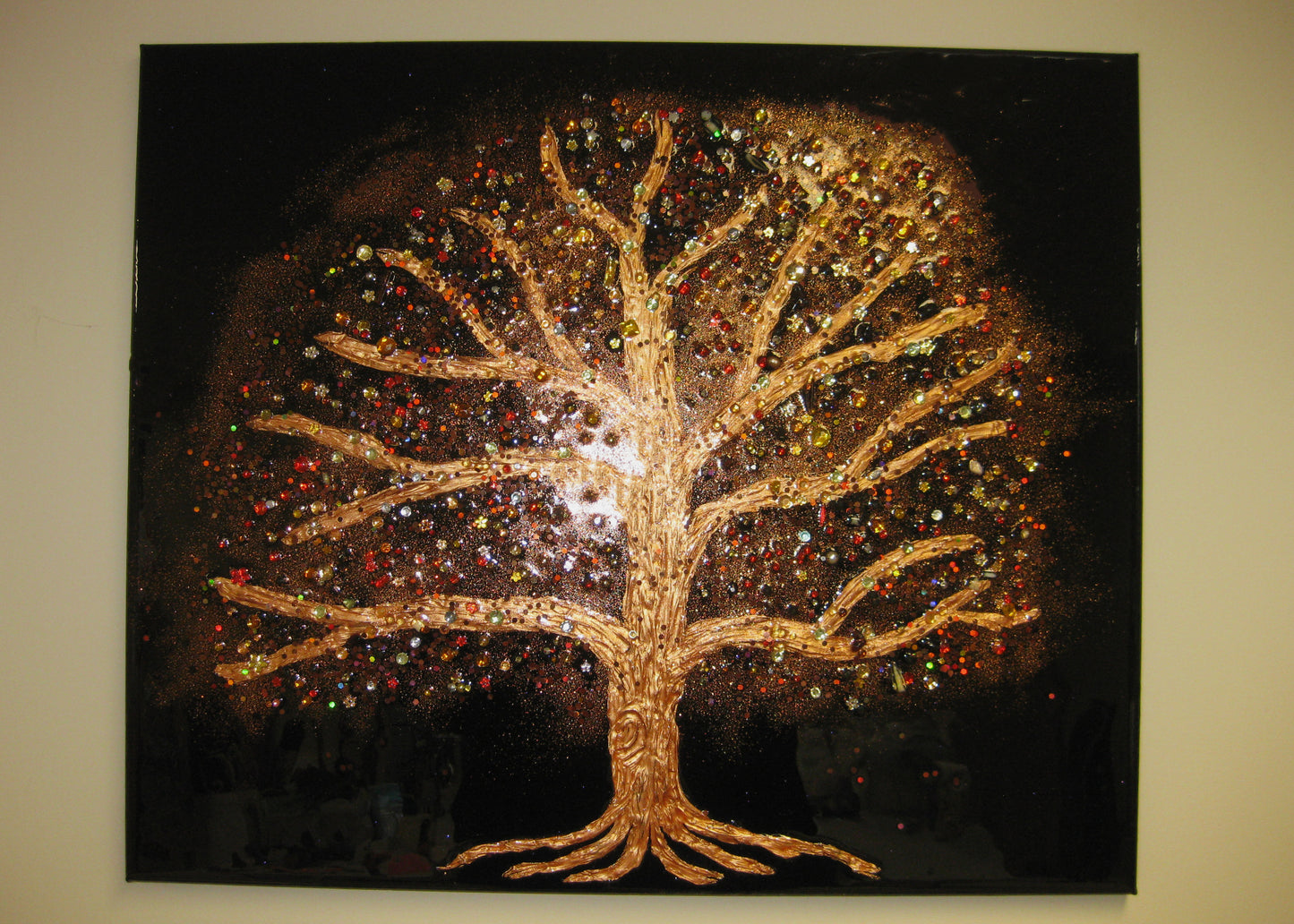 "Copper Glitter Tree" 20" by 24" Acrylic Painting