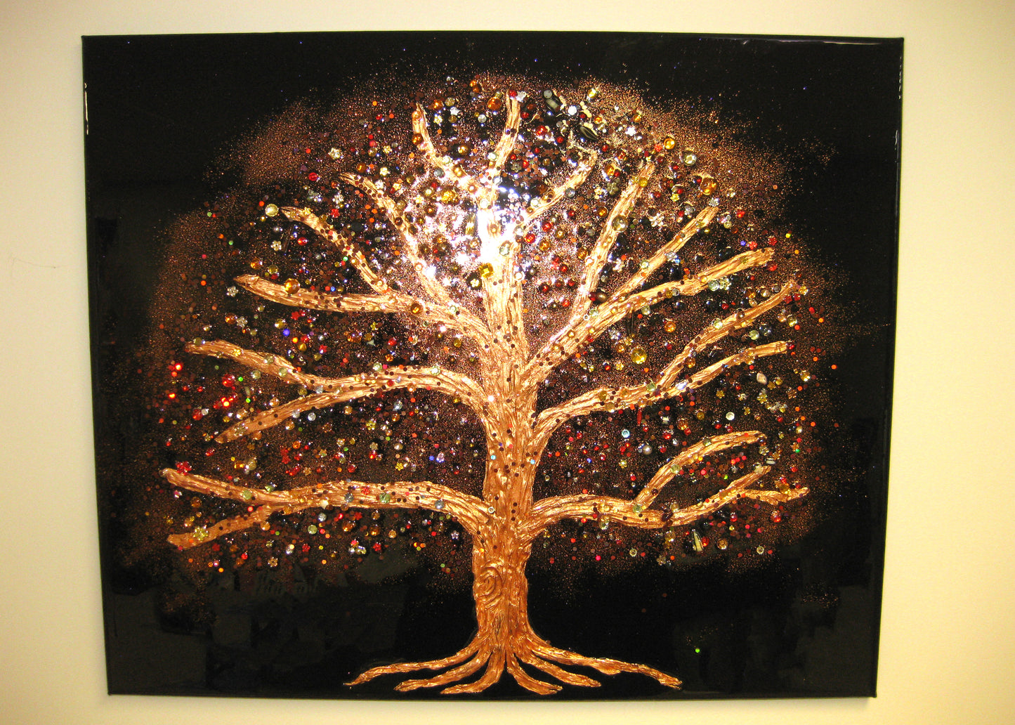 "Copper Glitter Tree" 20" by 24" Acrylic Painting