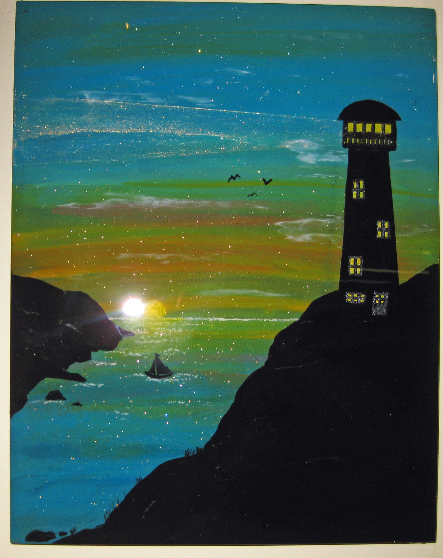 Silhouettes - "Lighting the Way Home" - 11" x 14" Acrylic Painting