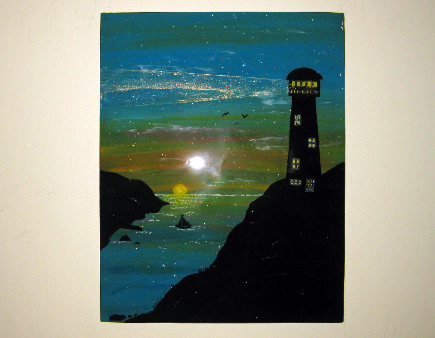 Silhouettes - "Lighting the Way Home" - 11" x 14" Acrylic Painting