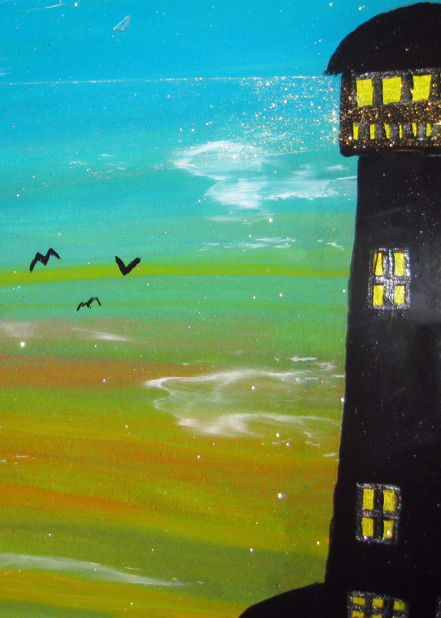 Silhouettes - "Lighting the Way Home" - 11" x 14" Acrylic Painting